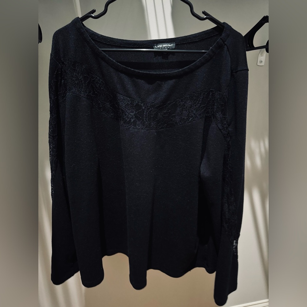 Lane Bryant Black Lace Detail Top